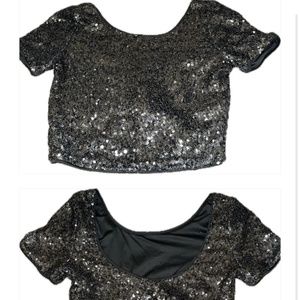 Silver Sequins Cropped Top